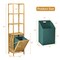 Natural Wicker Laundry Hamper Tower with 3 Tier Storage Shelving